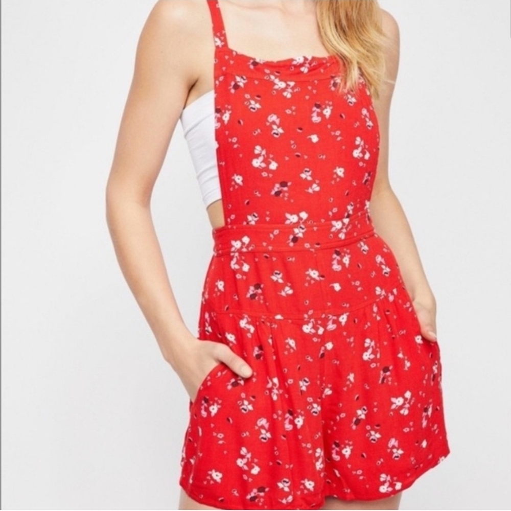 Free People Sweet In The Streets Shortall Red